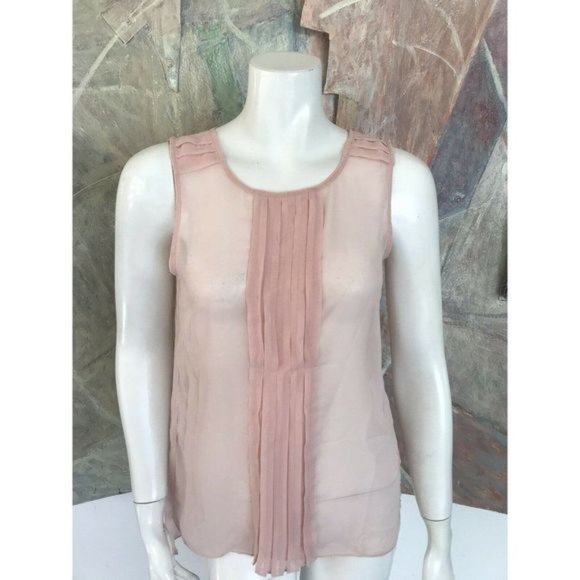 Design History Pale Blush Pink Pleat Front Sleeveless Blouse Top Size Small - Picture 7 of 10